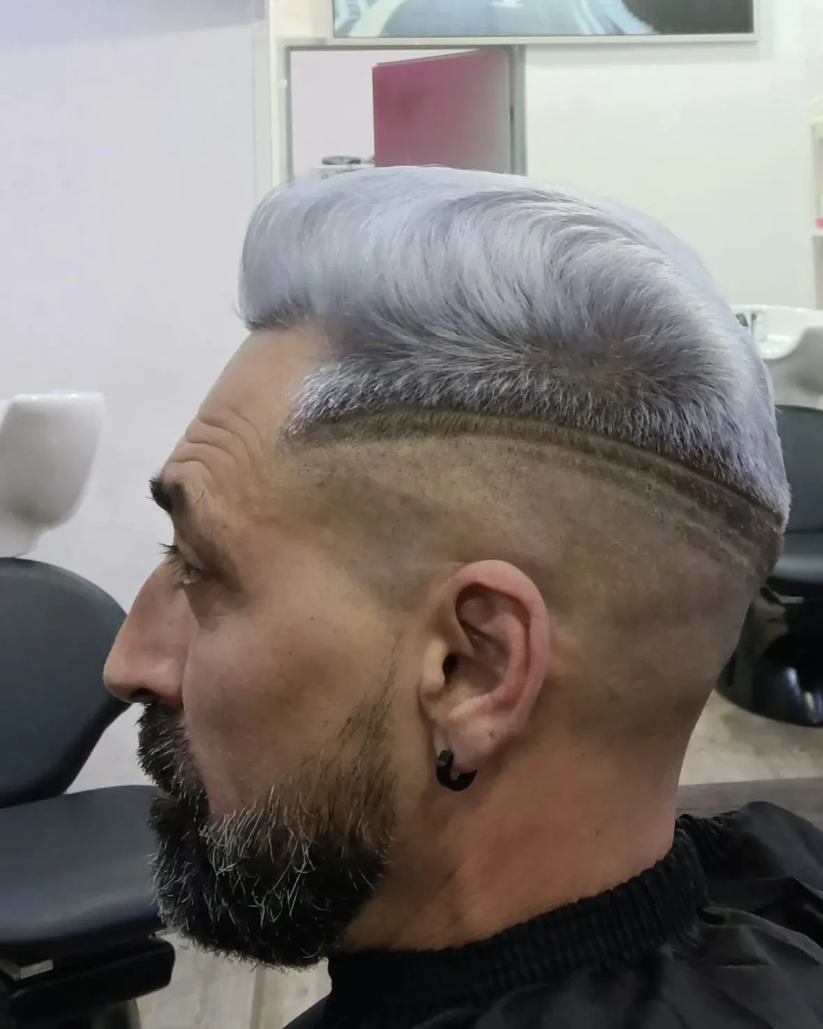 Mid Fade Edgar Haircut for Platinum Hair