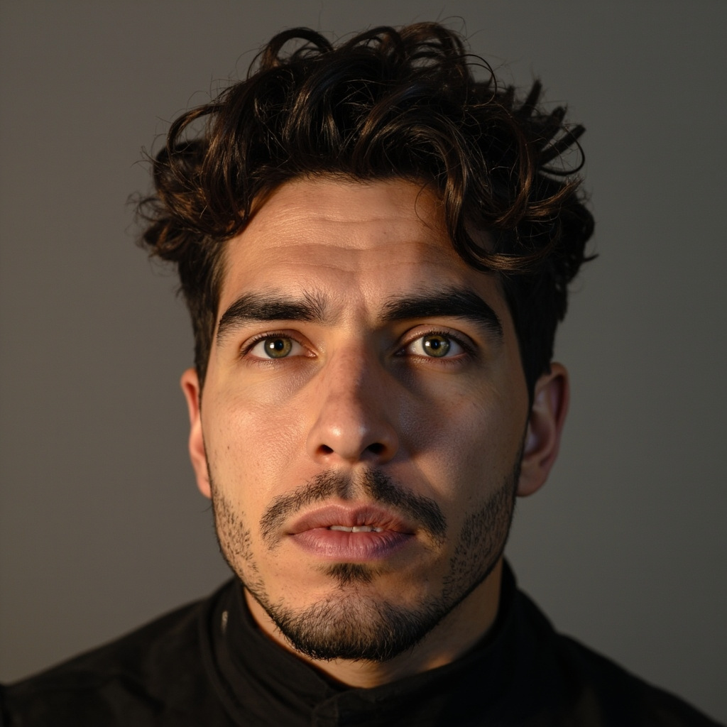 Low Taper Fade Curly Bangs