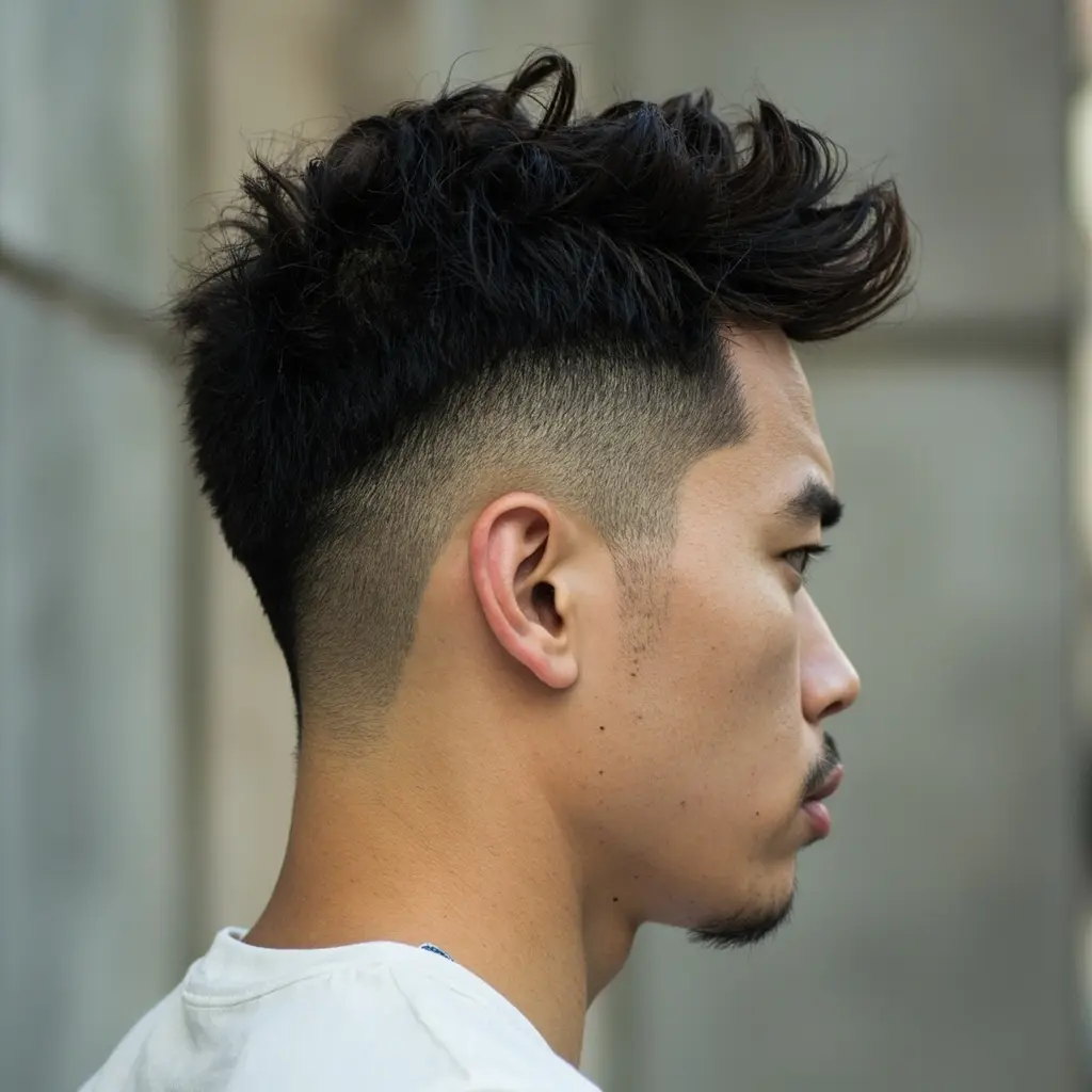 Low burst fade showing V-shaped lineup and fade curve behind ear