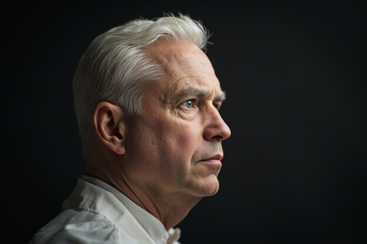 Short comb over with temple fade for balding men