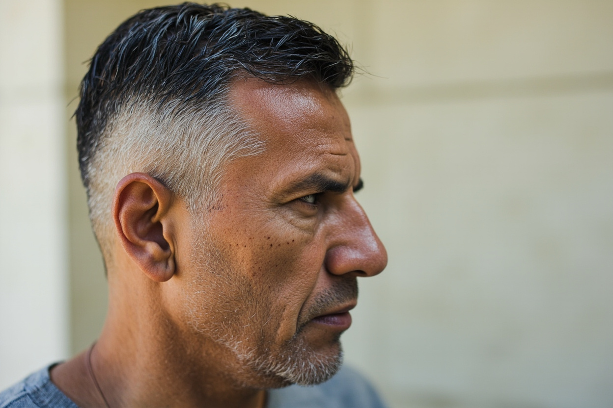 Butch cut haircut for balding men with uniform short length