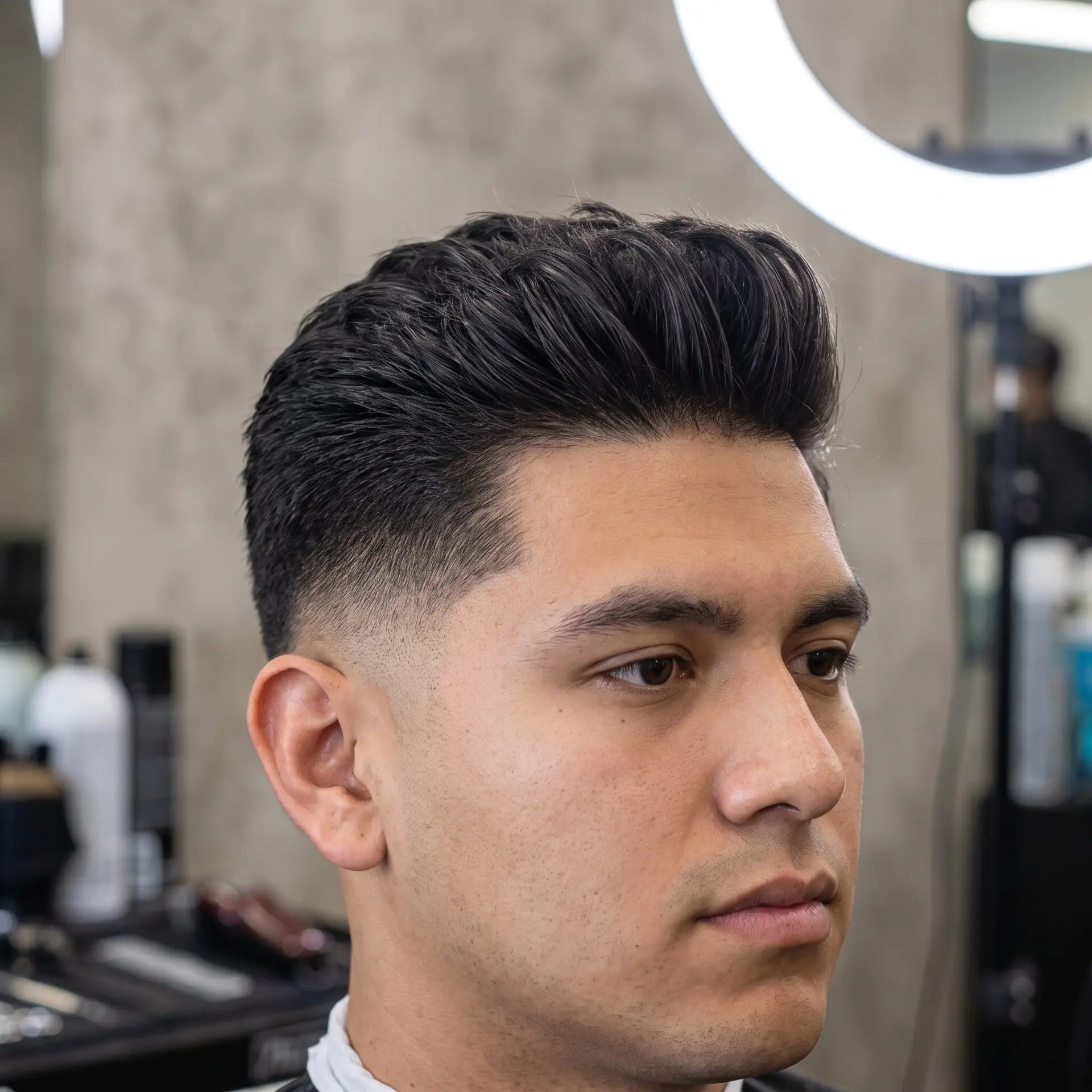 Brush up hairstyle for rectangle face men