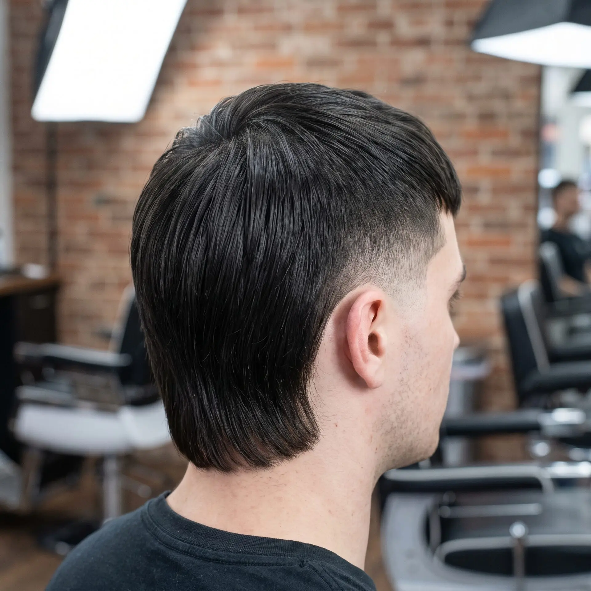 Modern mullet fade hairstyle for rectangle face men 2026