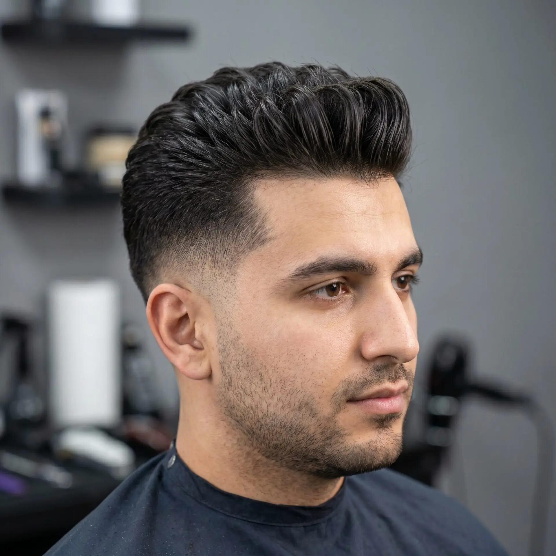 Short quiff hairstyle for rectangle face men