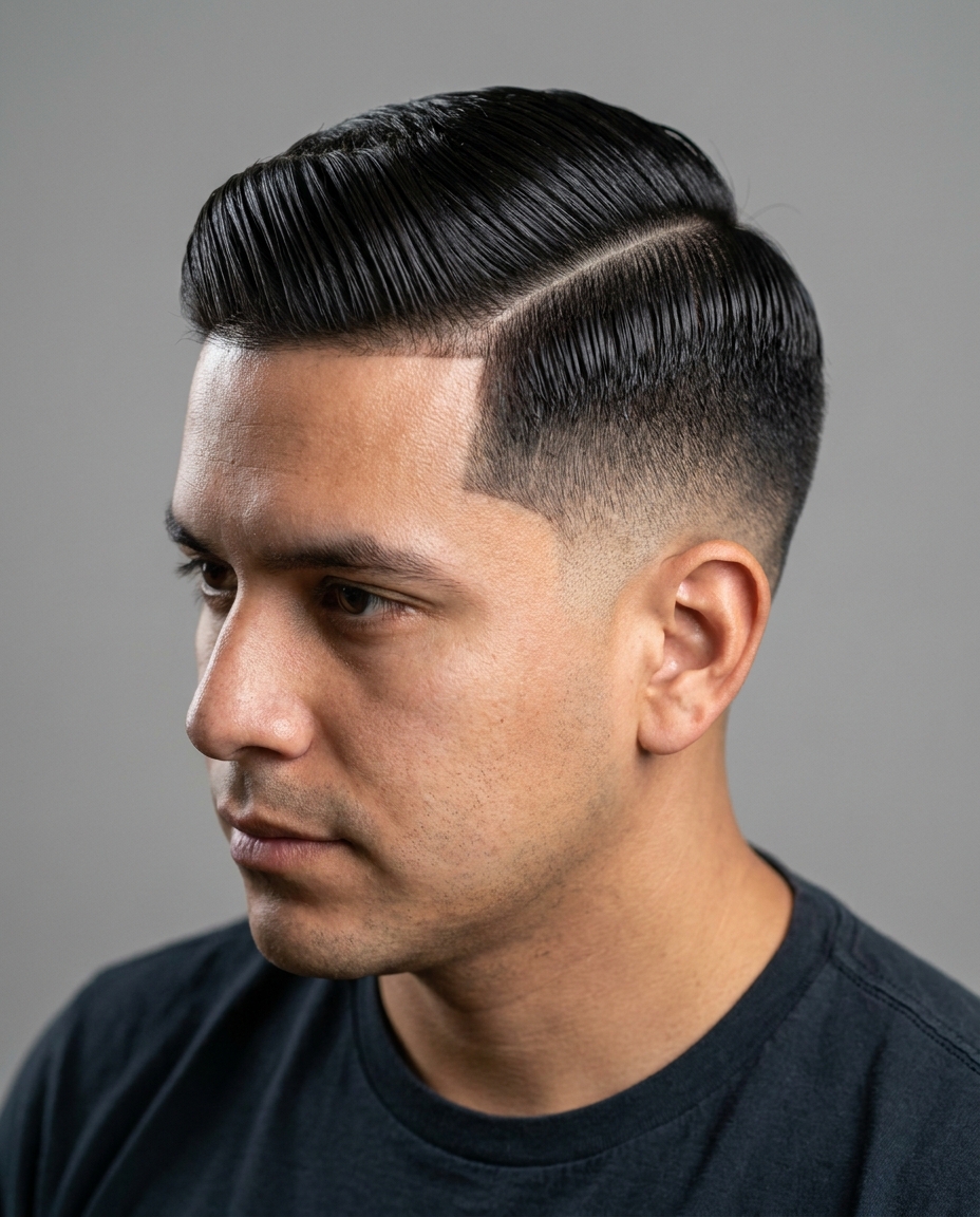 Low taper fade comb over