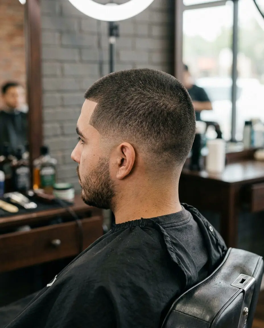 Low taper fade buzz cut