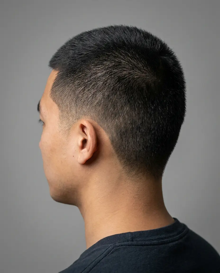 Crew cut low taper side view