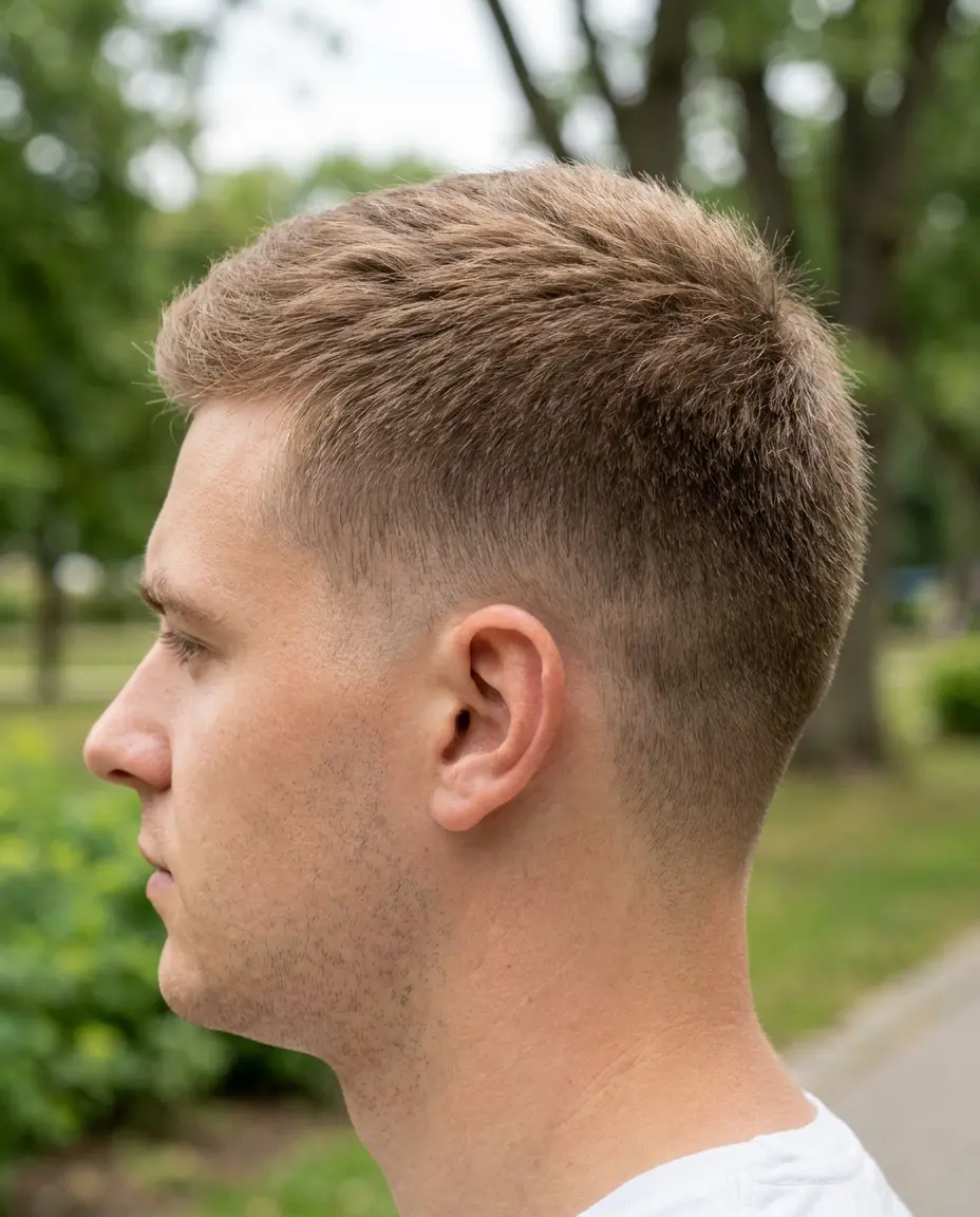 Low taper fade crew cut