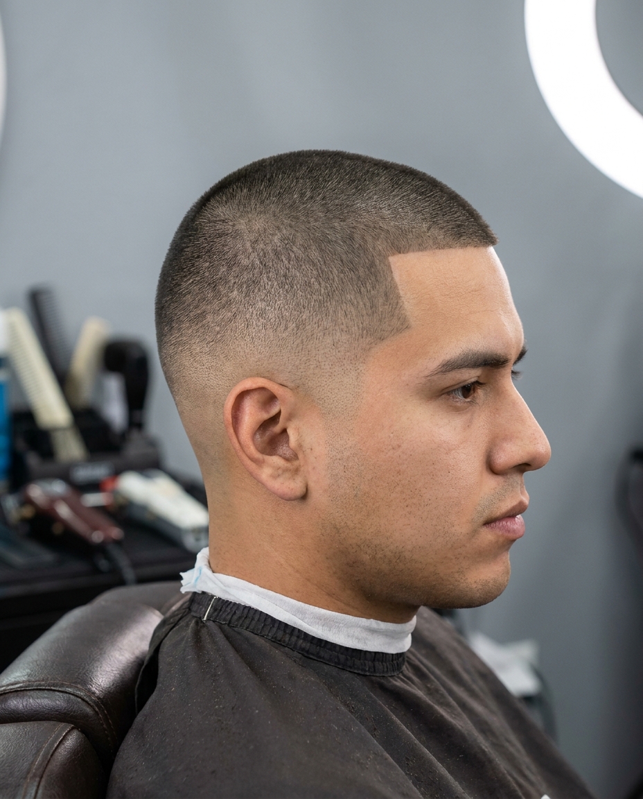 Low taper fade buzz cut
