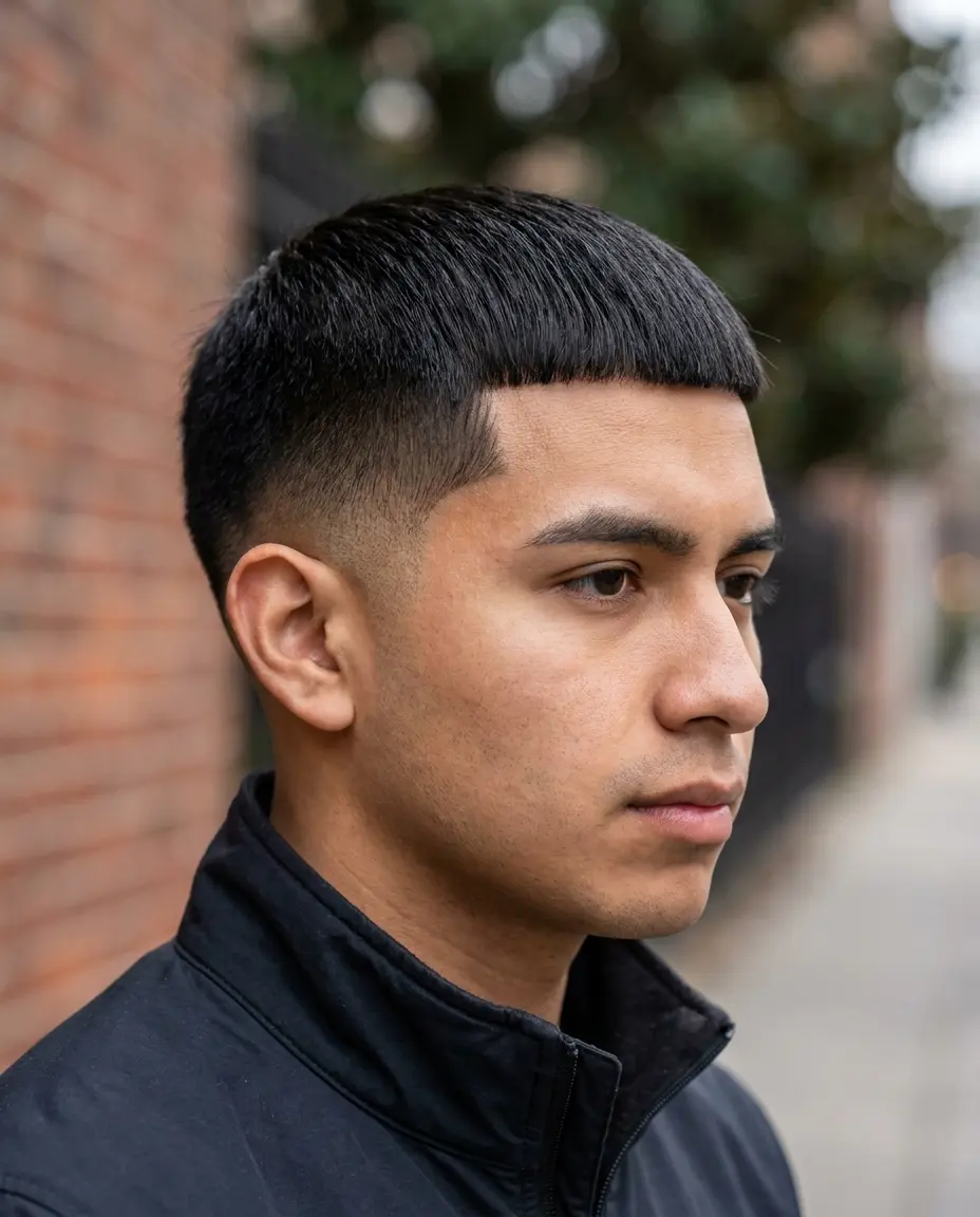 Low taper fade with line up
