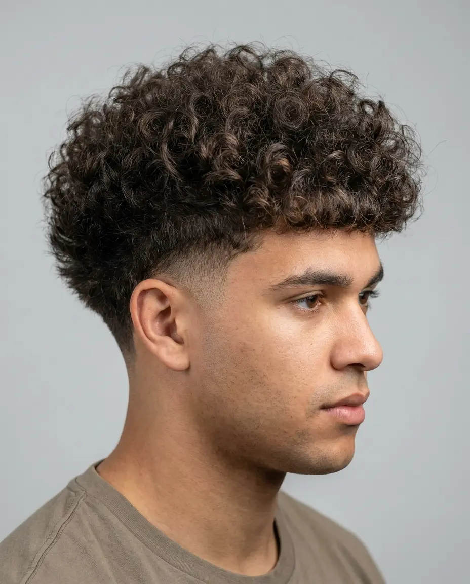 Low taper fade curly hair