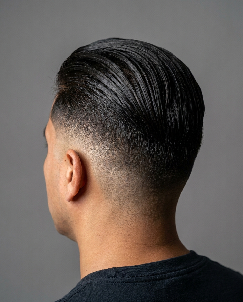 Slicked back side view