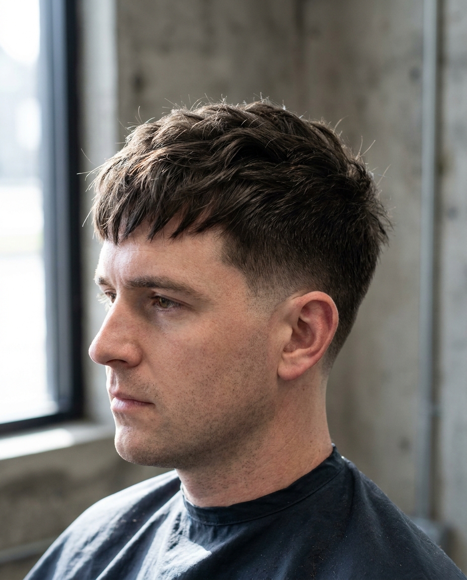 Low taper fade textured crop