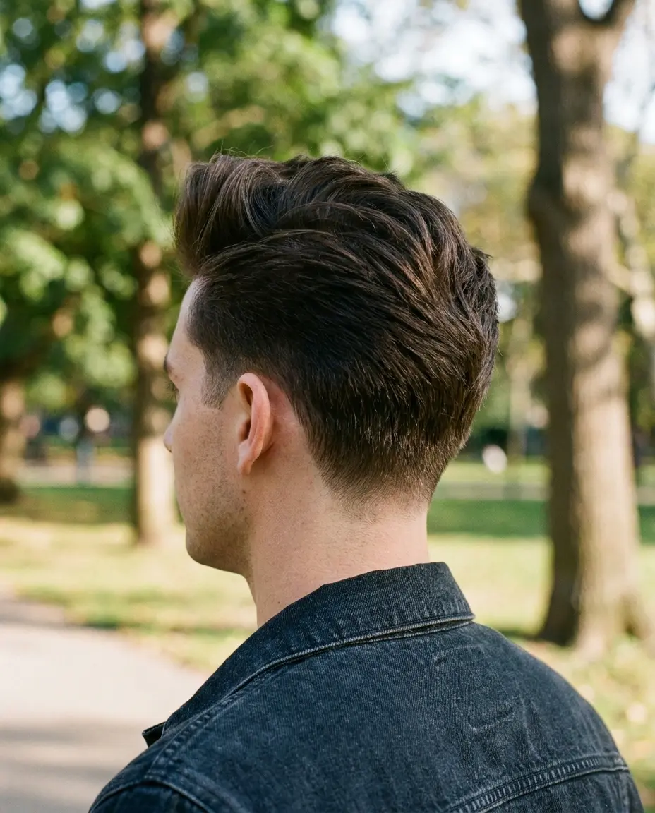Quiff low taper back view