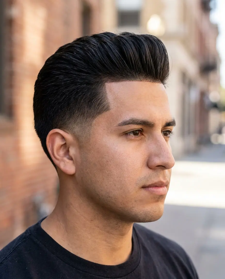Low taper fade pompadour