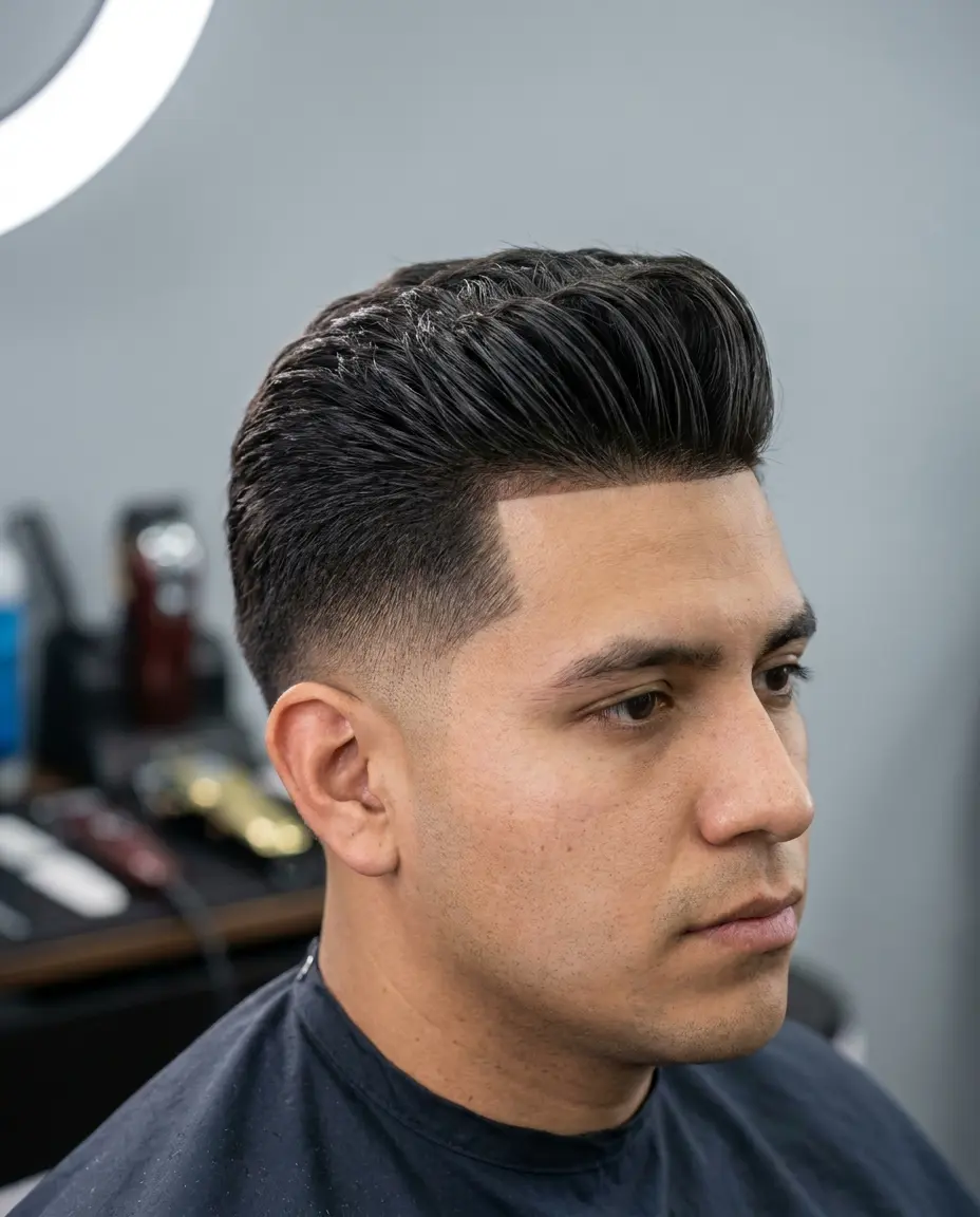 Mid taper fade quiff