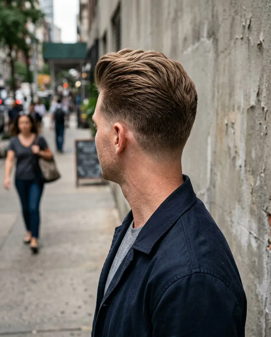 Pompadour mid taper back view