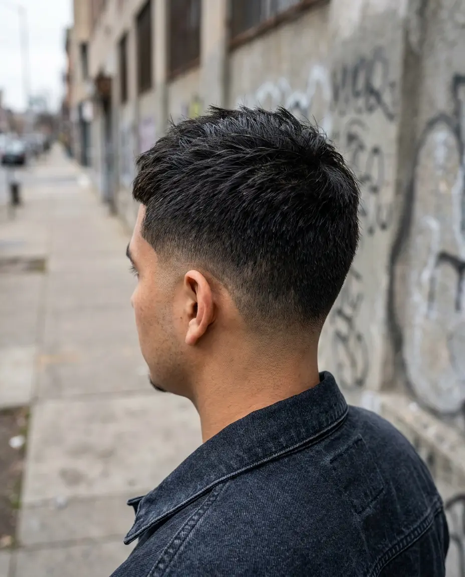 Textured crop mid taper back view