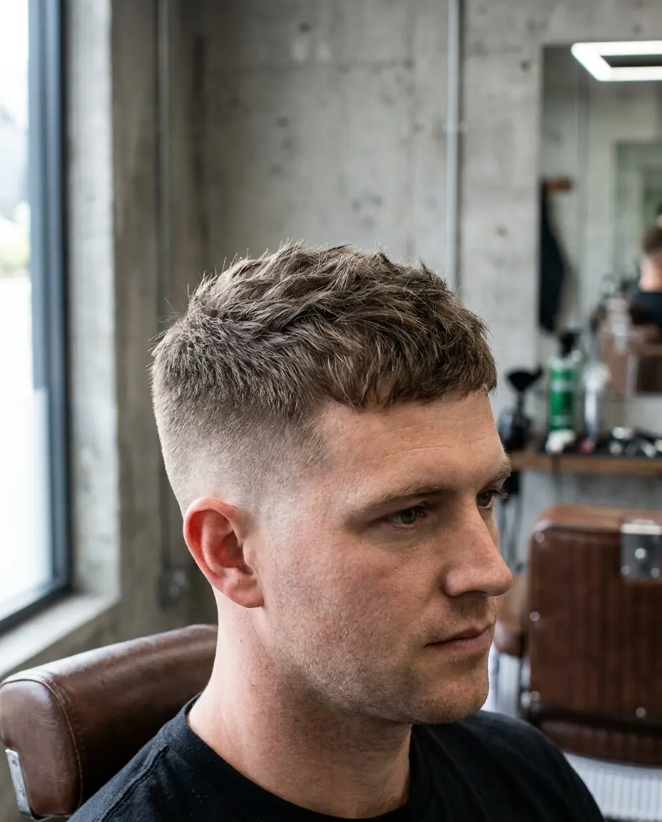 Mid taper fade textured crop