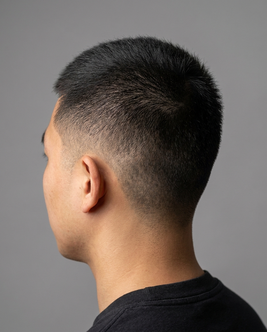 Crew cut mid taper side view