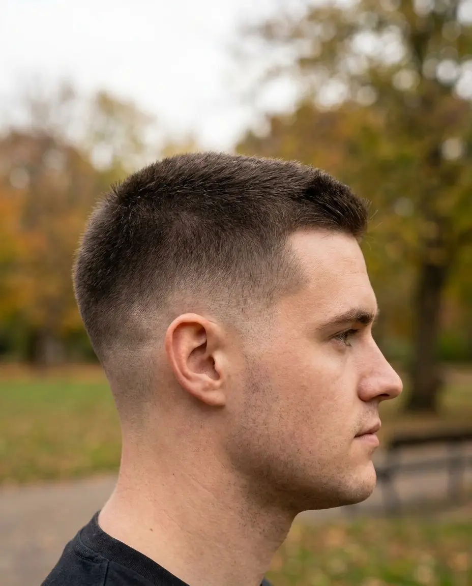 Mid taper fade crew cut