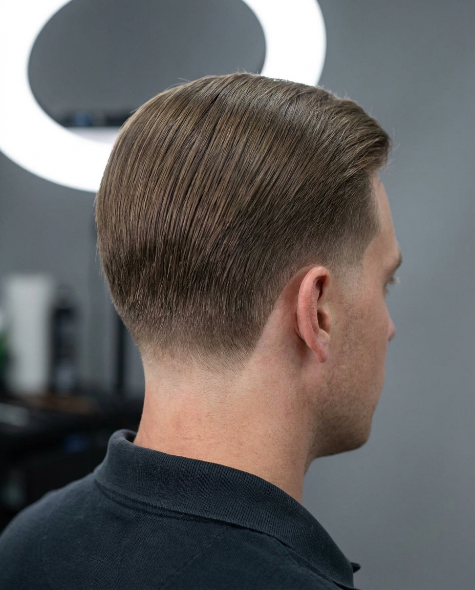Low taper fade side view