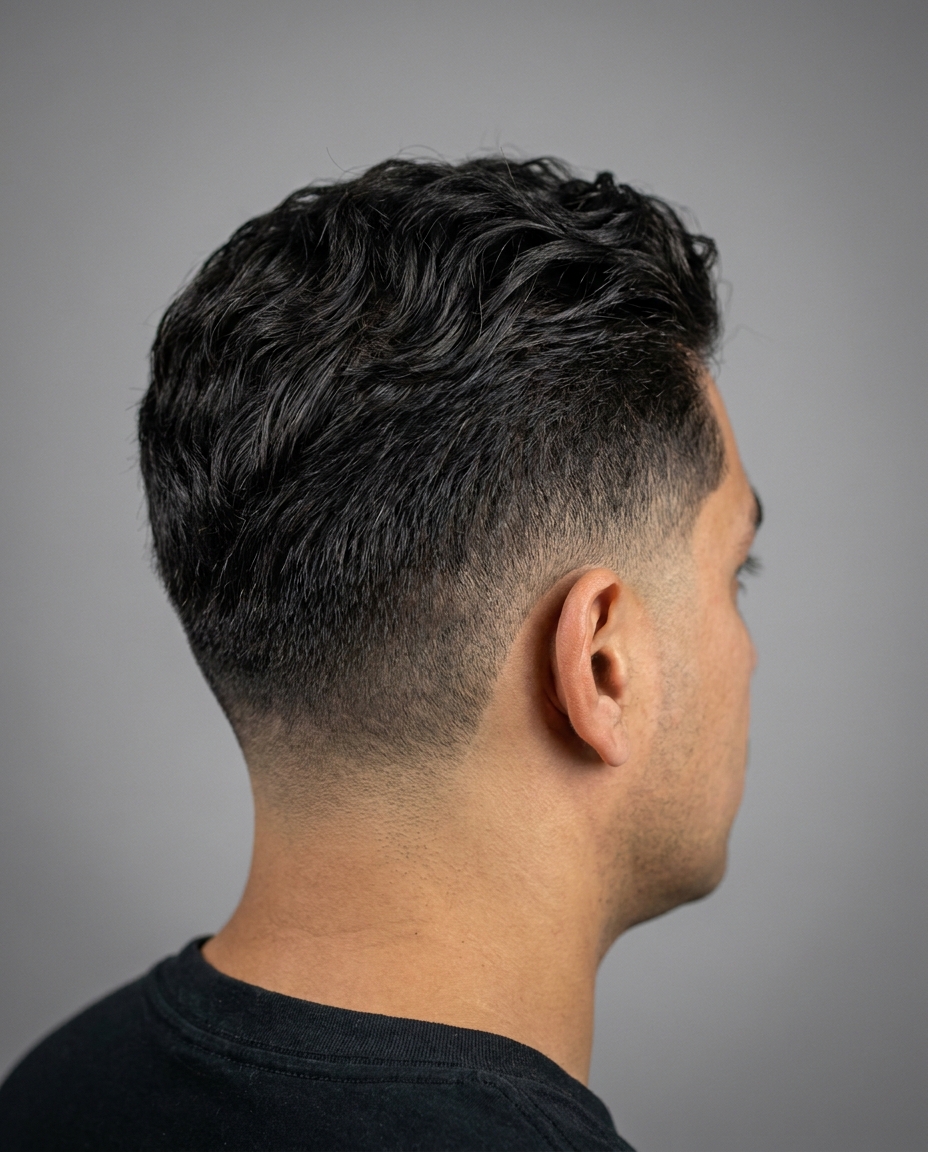 Mid taper fade back view