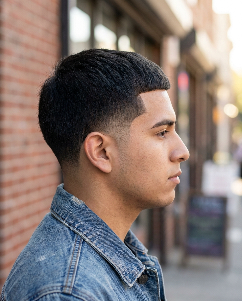 Low taper fade with line up