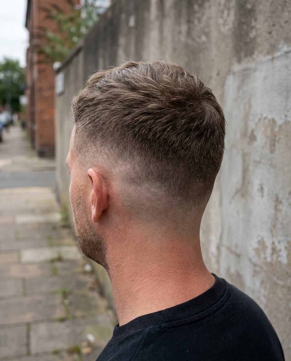 Low skin fade back view