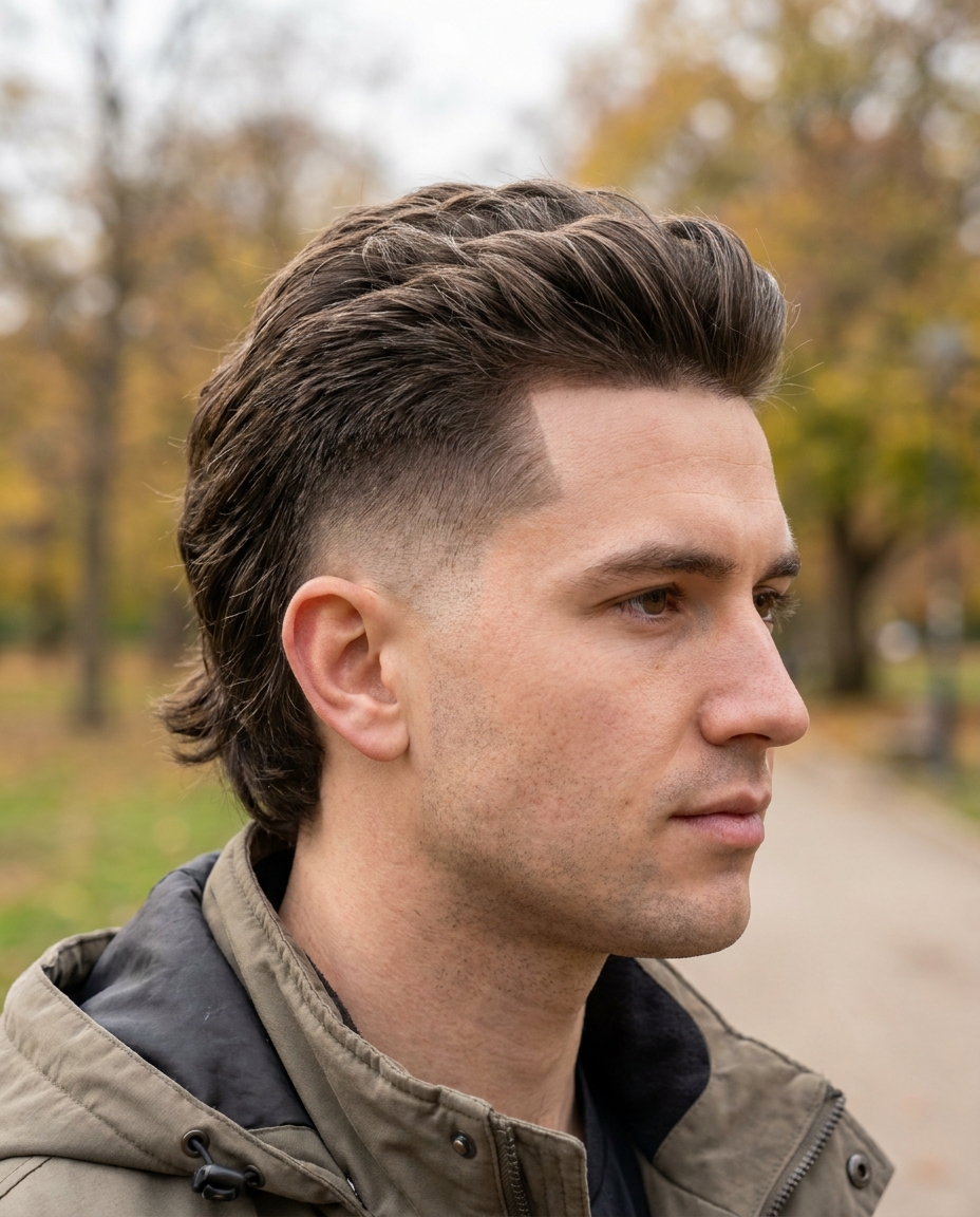 High taper fade mullet