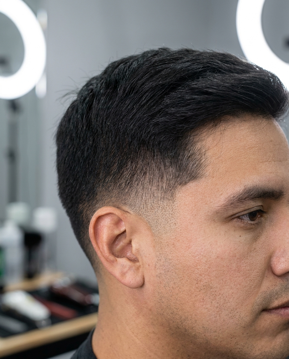 Temple fade low taper side view
