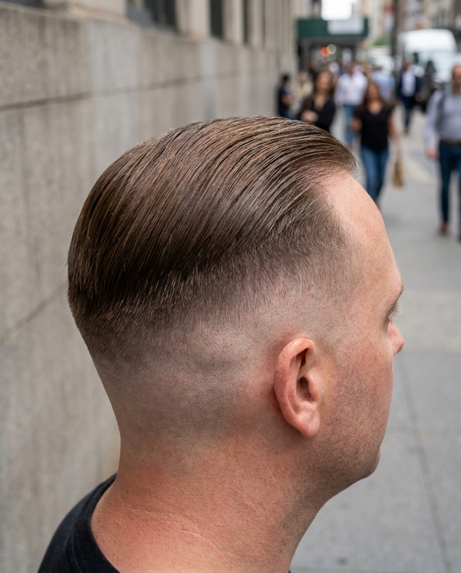 Bald fade back view