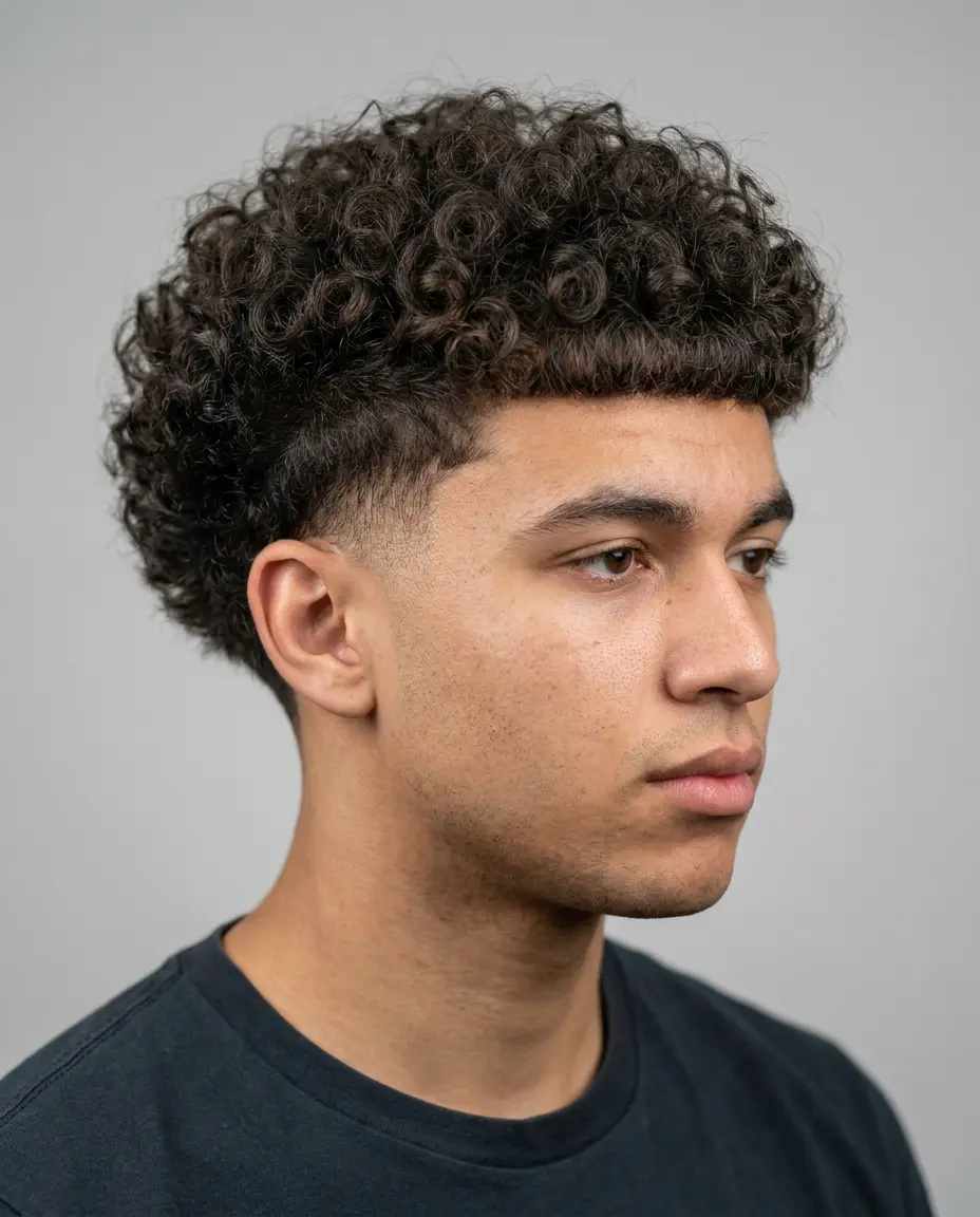 Low taper fade curly hair