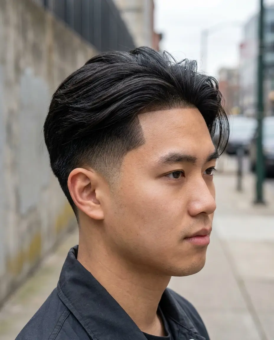 Long hair taper fade