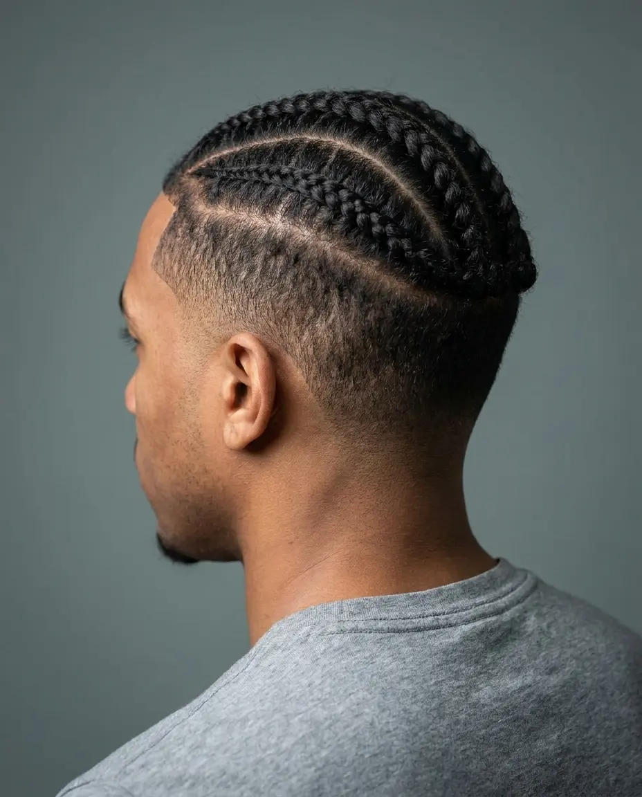 Taper fade with cornrows