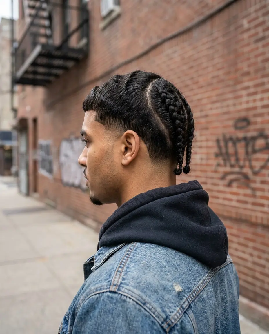 Cornrows low taper side view