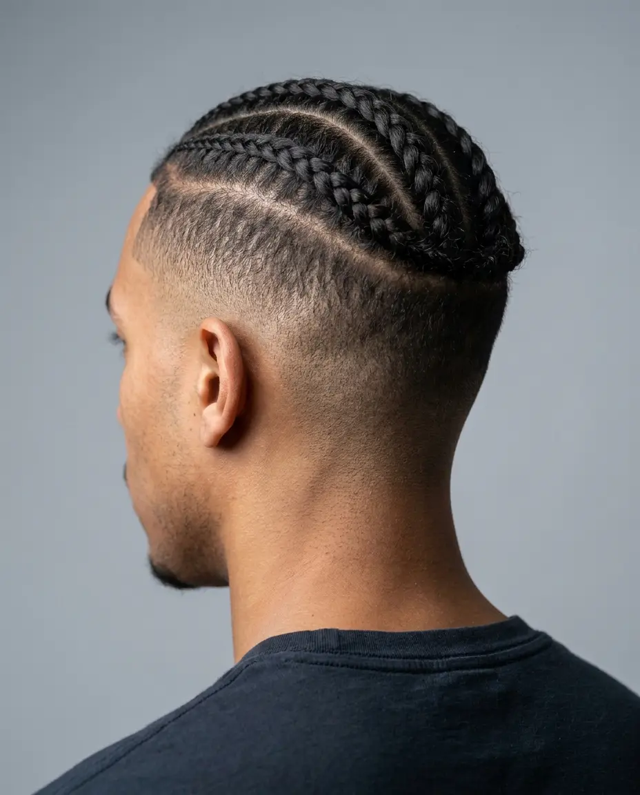 Low taper fade with cornrows