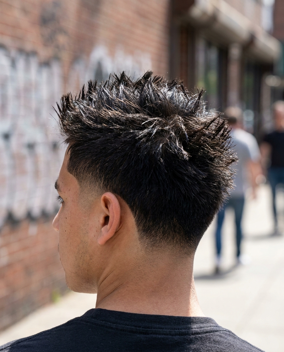 Spiky top low taper back view