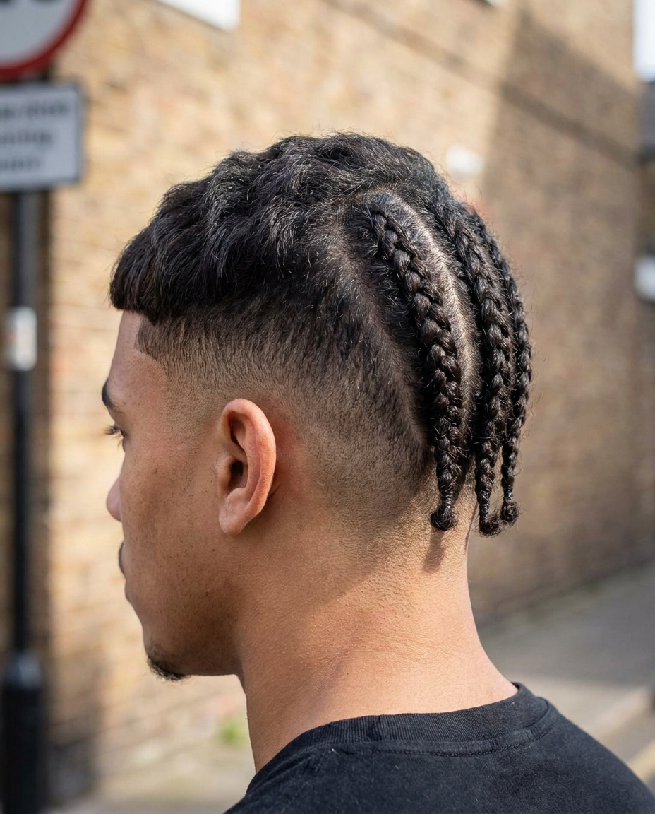 Short cornrows back view