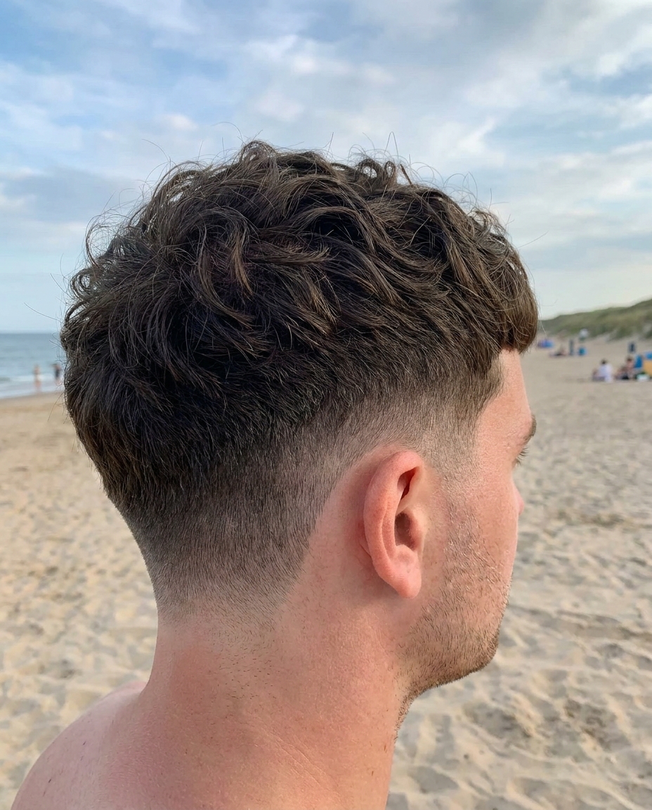 Wavy short haircut side view