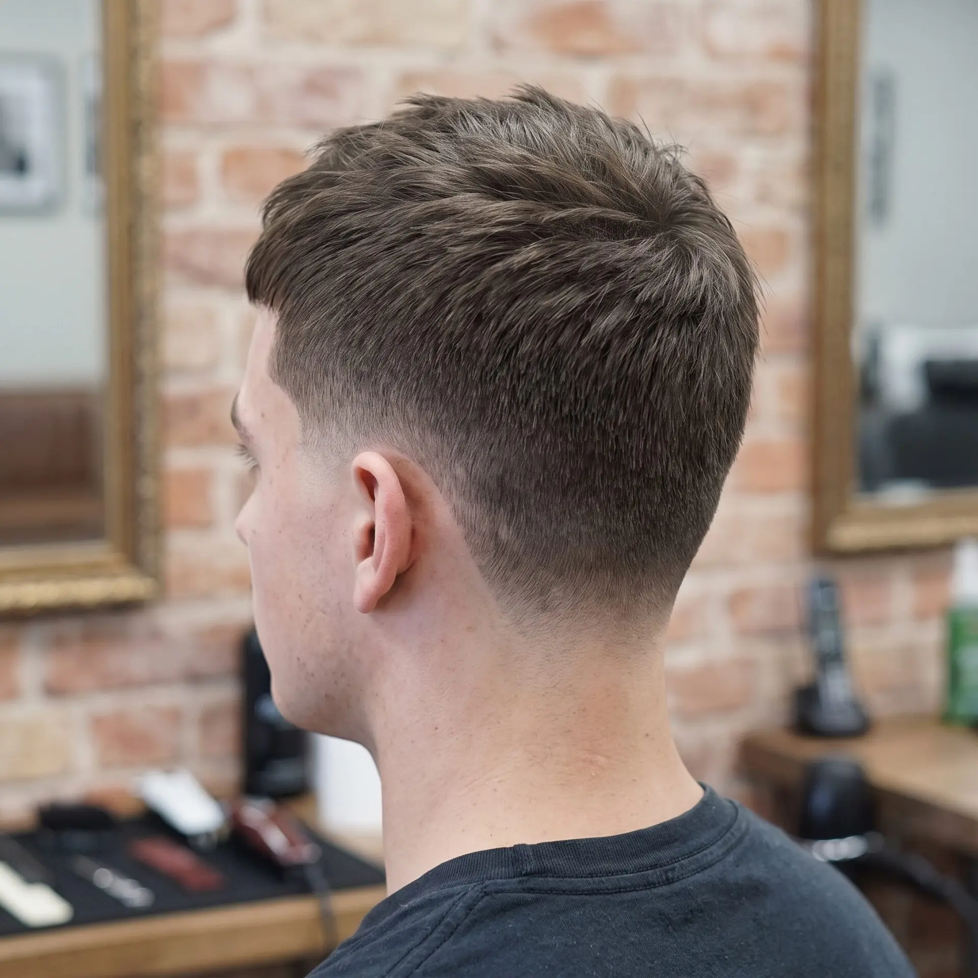 Textured crew cut for men with rectangle face