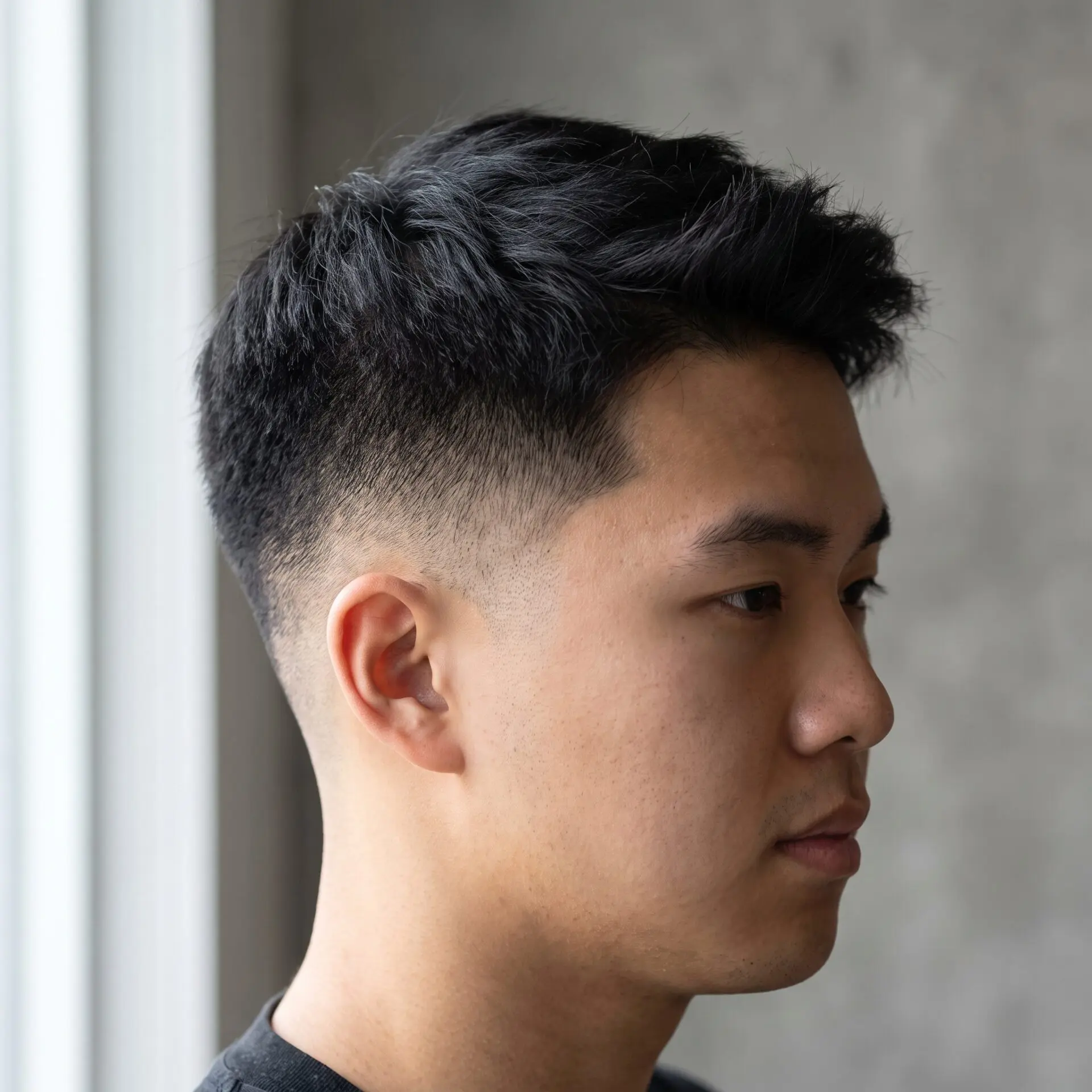Textured crop with tapered sides hairstyle for men with rectangle face
